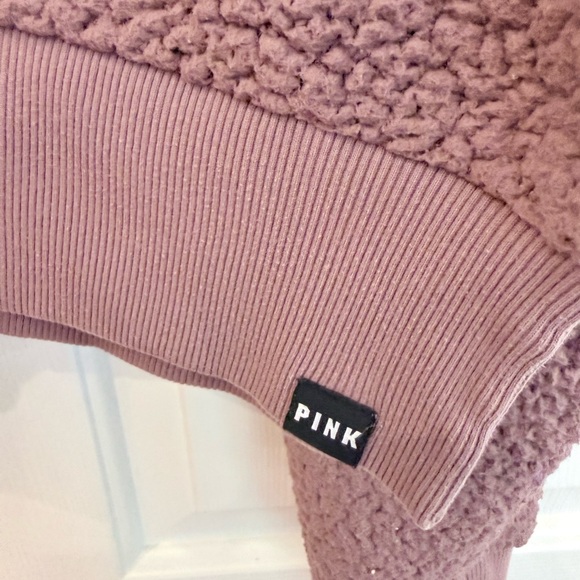 PINK Cozy Sherpa Half-Zip Pullover in Mauve - Picture 2 of 3